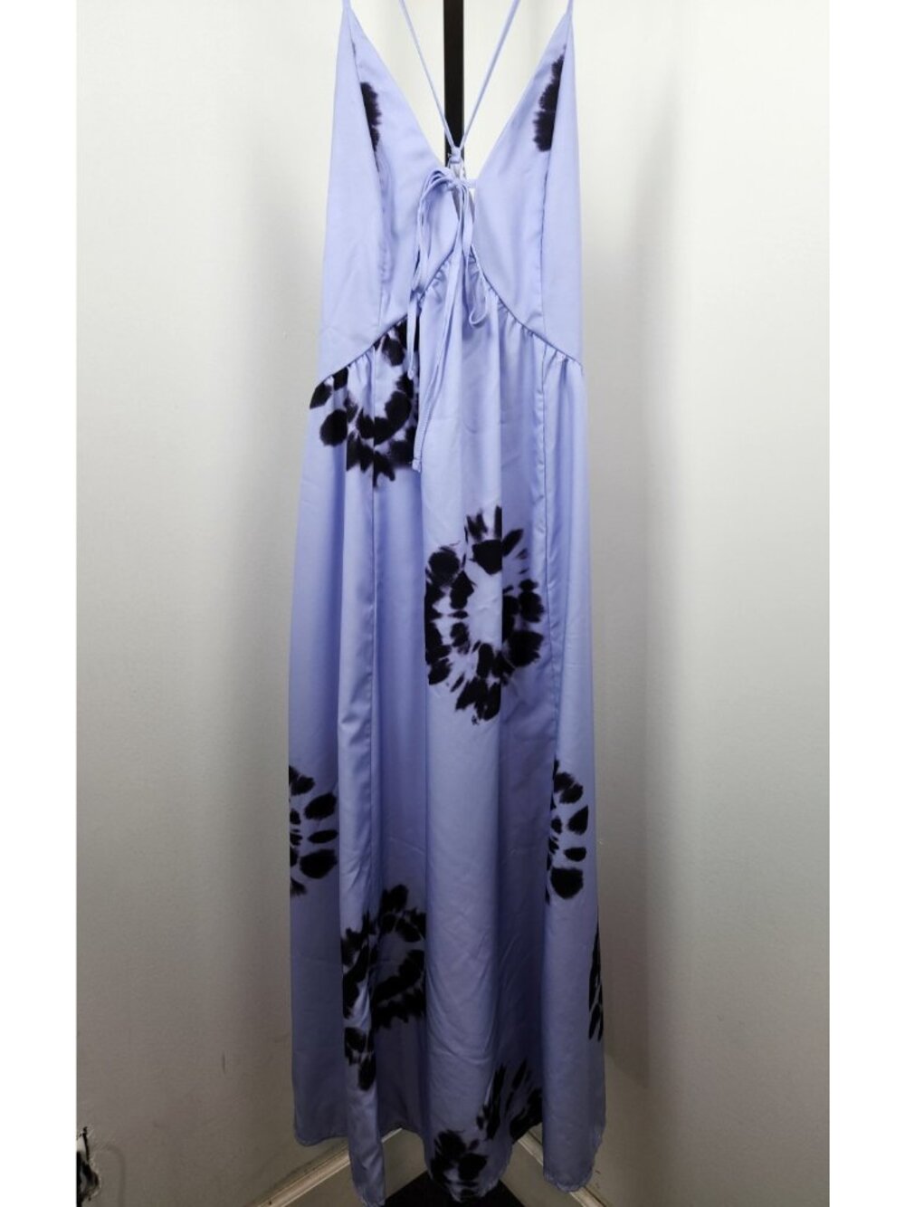 Dazy Strappy V-neck Midi Sundress-Purple and Black - SZ M